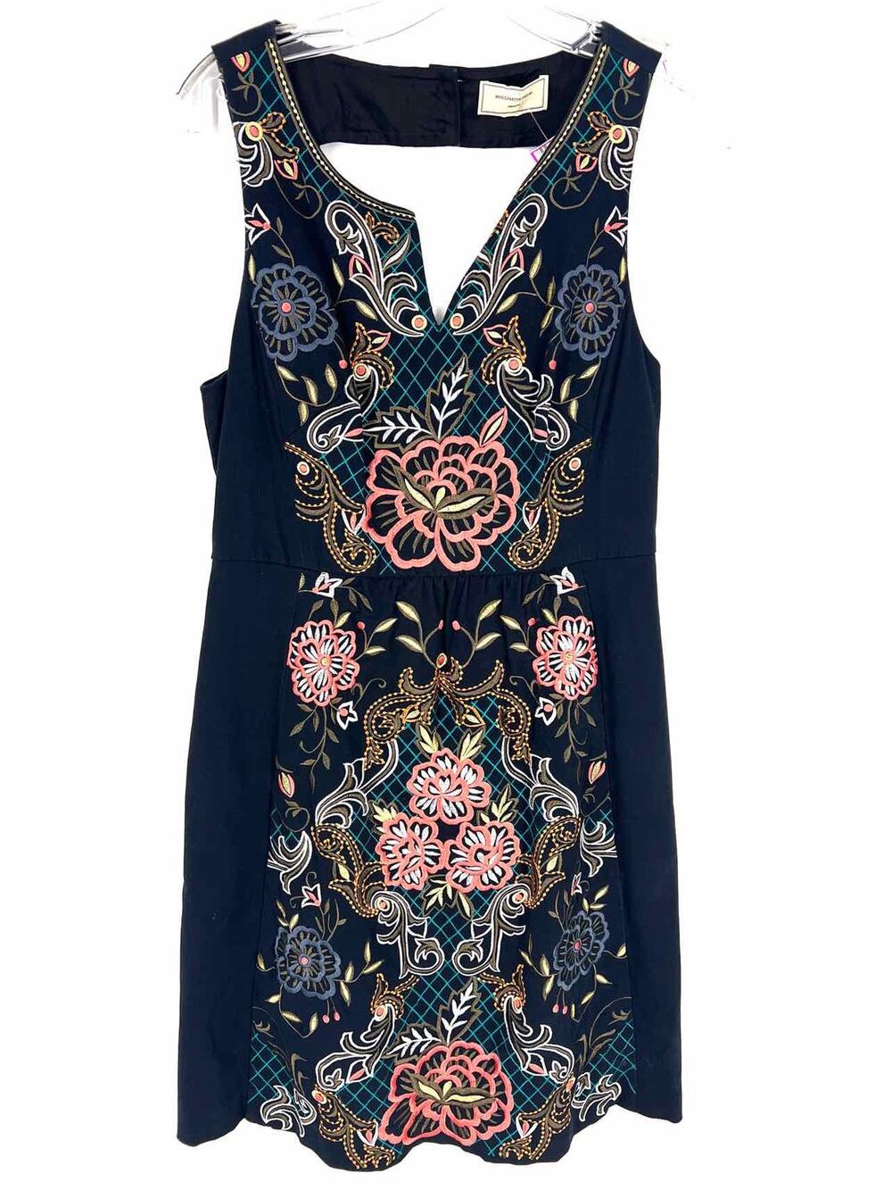 Moulinette Soeurs Size M ? Charcoal/Multi Floral Embroidered Designer Dress
